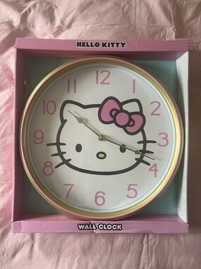 Hello Kitty Pink and Gold Face Wall Clock